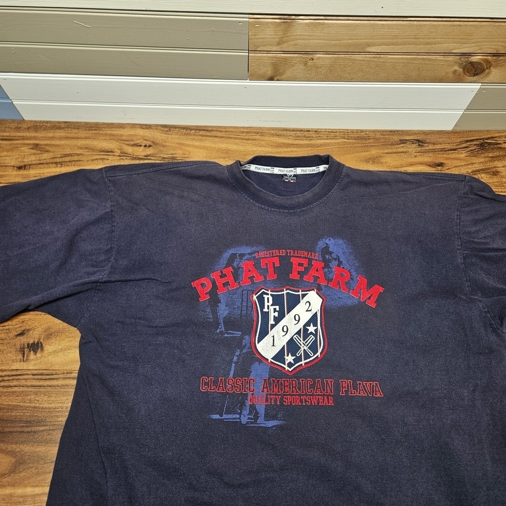 Vintage Phat Farm Logo T-Shirt Black XXL Y2K Hip Hop Streetwear 90s Tee